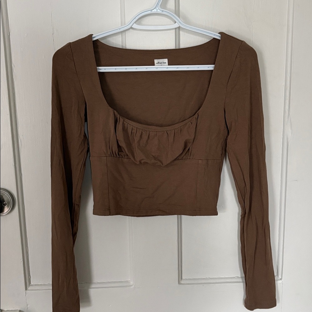 Wilfred Brown Square Neck Blouse/Long Sleeve